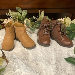 Set of two Carter’s brown boots, size 10 toddler.